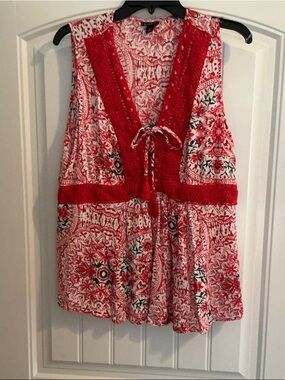 torrid Red Floral Lace-Trim Sleeveless Camisole